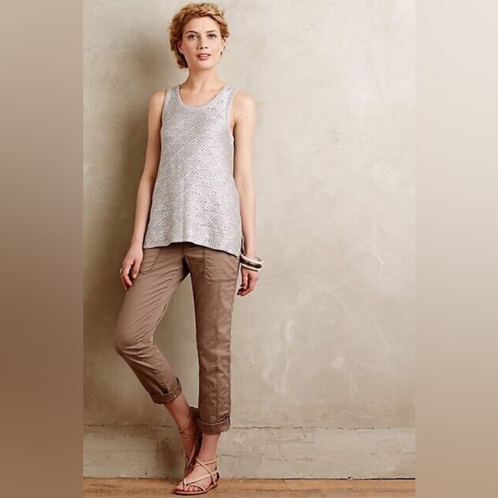 Anthropologie Moth‎ Sana Foiled Silver Knit Tank Sweater Vest Metallic
